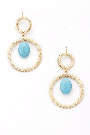 Two Circle and Green Stone Earring 5FDA9